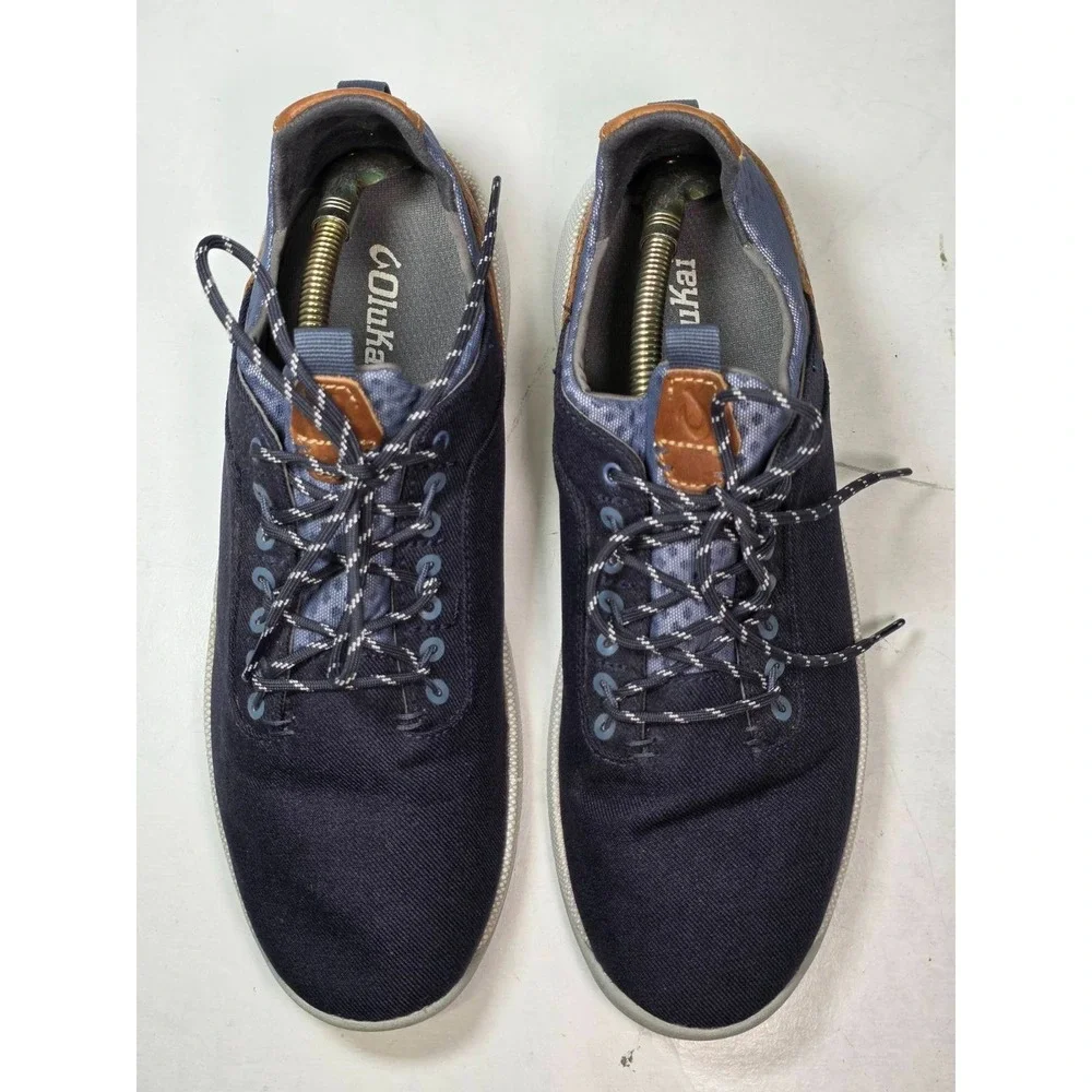 Olukai Nanea LI Mens Shoes Size 9.5 Navy Lace Up Low Top Walking Casual Sneakers